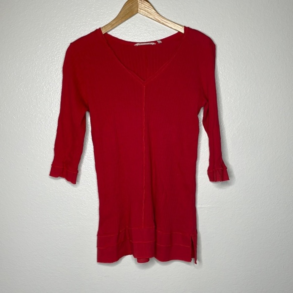 Soft Surroundings Half Sleeve V-neck Top sz Small Red